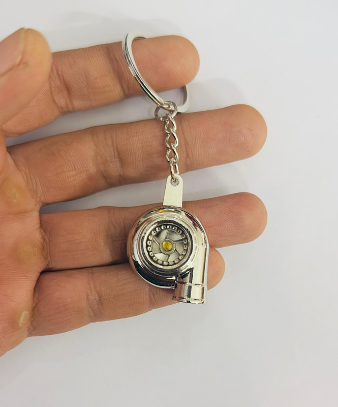 Auto MT Silver Turbo Car Metal Keychain, Car Keychain Turbo Style Key Ring Pendant Ring. Turbo Charger