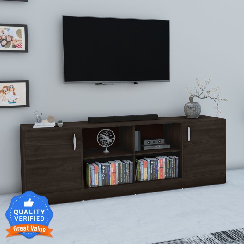 Flipkart Perfect Homes Kamet Engineered Wood TV Entertainment Unit(Finish Color - Wenge, Knock Down)