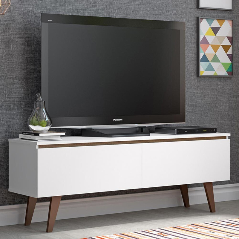 Madesa 142cm Width, Modern Engineered Wood TV Entertainment Unit(Finish Color - White, Knock Down)