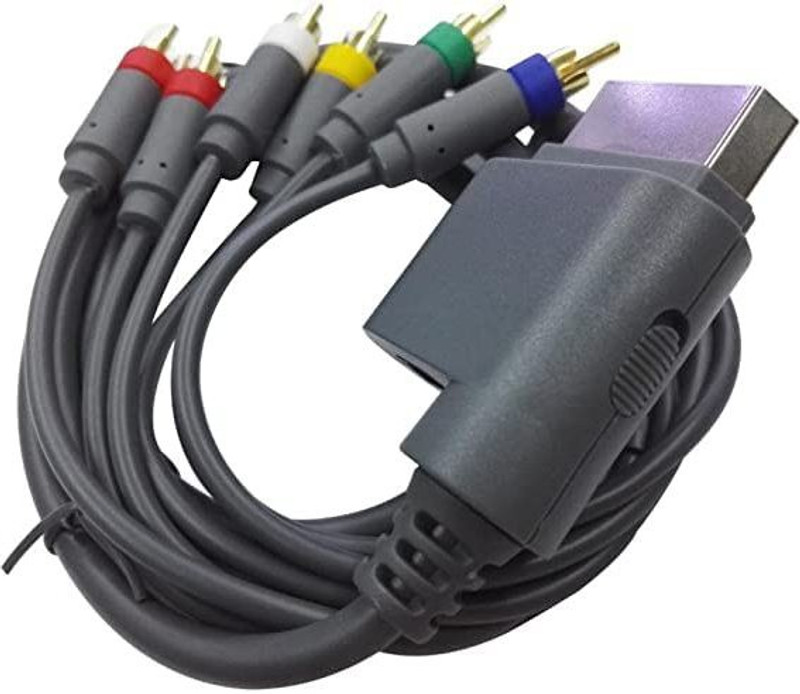fdealz  TV-out Cable HD TV Component Composite Audio Video AV Cable Cord for Microsoft Xbox 360,(Black Grey 1.8m HDTV Component Composite Audio Video AV High Definition Cable, For Xbox, 1.8 m)