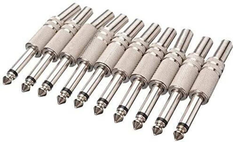TERABYTE TV-out Cable TRS Stereo Connector pin 6.35mm plugs Wire P-38 mono Connector Pack of 10 pin(Silver, For Home Theater)