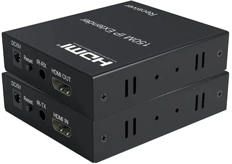 RyzCare  TV-out Cable 150m HDMI Extender over IP IR Cat5e/Cat6 by Rj45 HDMI H.264 Transmitter Receiver(LAN Network Extensor Extender For HDTV DVD PS3 - RZ&150M&01 Black, For Computer, 1 m)