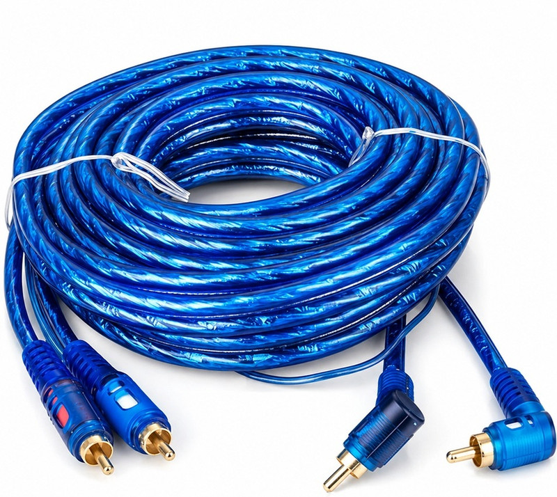 Divaura TV-out Cable (5M) Car Stereo Amplifier 2 RCA Male To Male Plug Video Audio Copper Lid Cable(Blue, For Home Theater, 5 m)