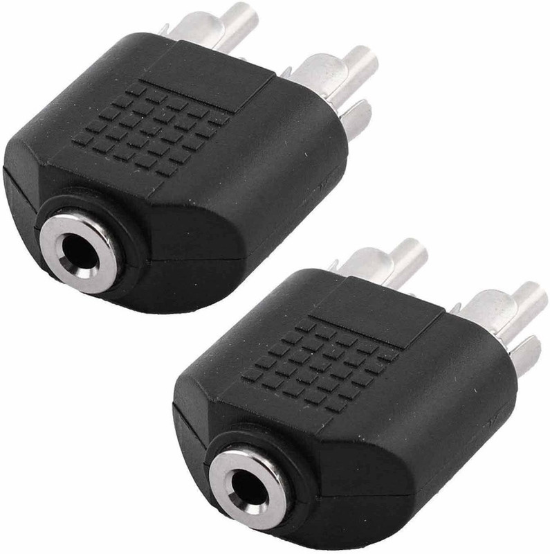 LipiWorld TV-out Cable 2 RCA Male to 3.5 mm Aux Stereo Female Jack Connector Y Splitter Adaptor Jack (Pack-2 2RCA M to 3.5mm F)(Black, For TV)