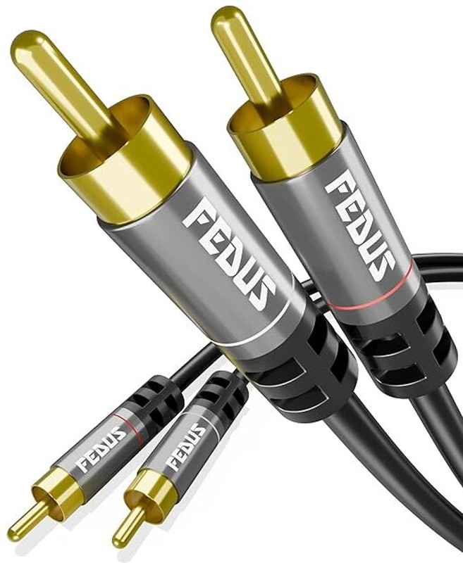 Fedus  TV-out Cable 2 RCA to 2 RCA Cable Double Shielded Oxygen-Free Copper for Hi-Fi Audio Systems(Black::Grey, For Home Theater, 10 m)