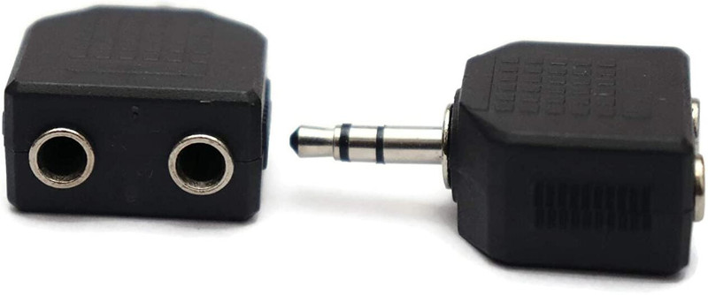 Kenware TV-out Cable Cable 3.5mm Male to 2X 3.5 mm Aux Stereo Female Jack Connector Converter(2PC)(Black, For Home Theater)