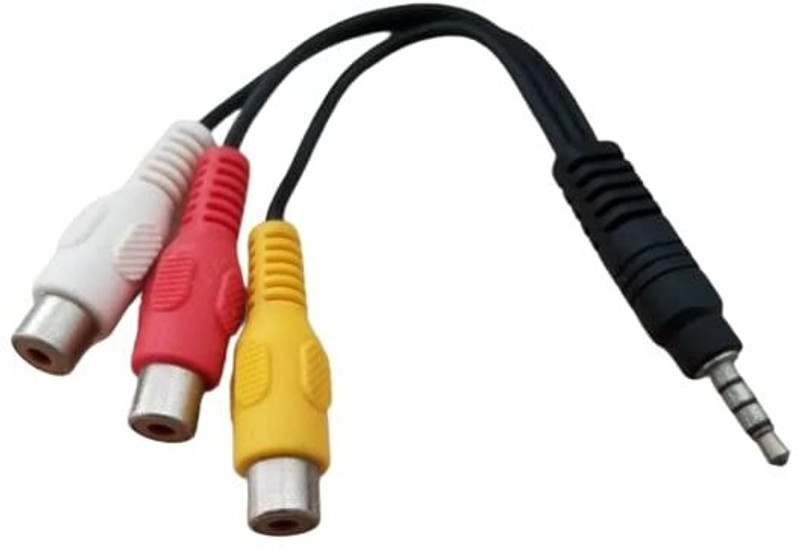 Kenware  TV-out Cable AUX-3RCA Femal jack(Black, For TV)
