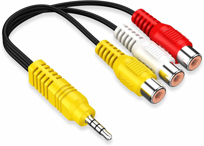 TECHGEAR TV-out Cable 3.5MM to 3 RCA Cable Adapter Replacement for TCL TV, 3 RCA to AV Input Adapter(Multicolor, For TV)