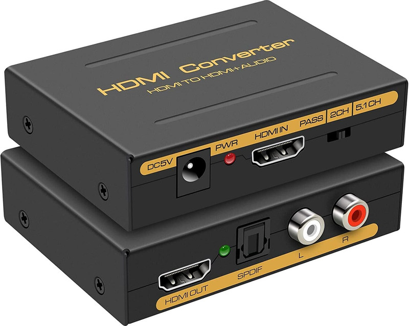 BKC TV-out Cable 4K HDMI Audio Extractor with HDMI, Optical Toslink, RCA Stereo Outputs(Black, For TV)