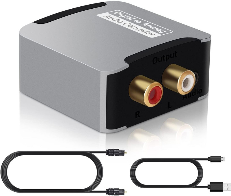 atdaraz TV-out Cable 92KHz Digital to Analog Audio Converter DAC Digital SPDIF Optical to Analog L/R(Grey, For Home Theater)