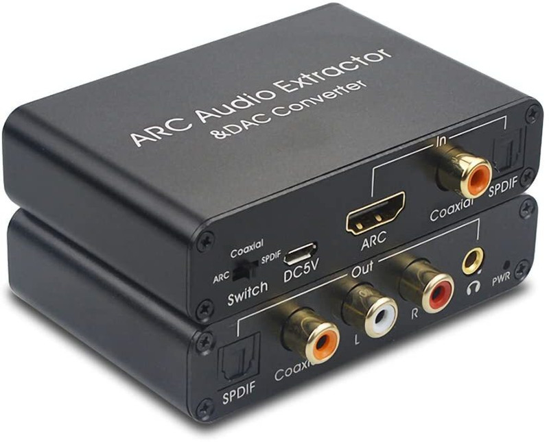 Sancy  TV-out Cable HDMI ARC Adapter 192KHz DAC Converter, Audio Extractor(Support Digital To Analog Stereo RCA L&R Coaxial SPDIF & 3.5mm Jack, Black, For TV)