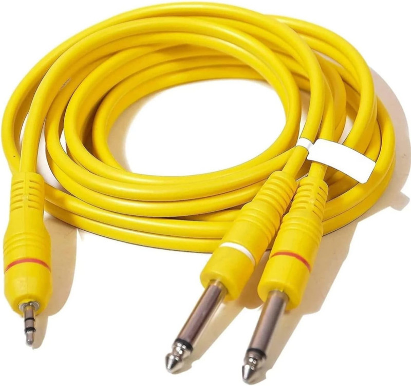 TechHub TV-out Cable Stereo 3.5mm to Dual 6.5mm TRS Mono Aux Cable - Yellow |1.8m(Yellow, For Laptop, 1.8 m)