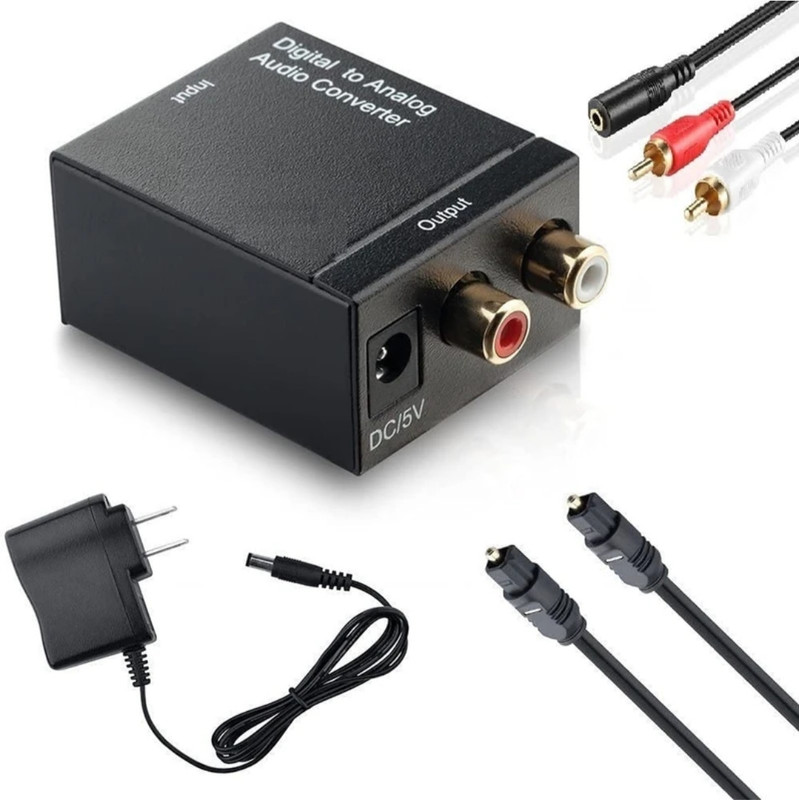 TechHub TV-out Cable Digital Optical Coax to Analog Adapter with Optical Cable RCA Cable(Black, For TV, 1.5 m)