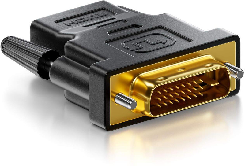 ULTRABYTES DVI to HDMI Adapter, DVI-D 24+1 Male to HDMI Female High Speed Adapter Gaming Adapter(Black, For PC)
