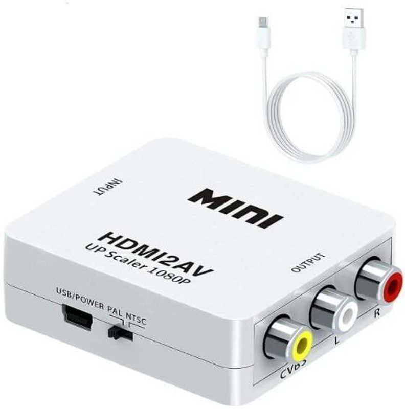 microware  TV-out Cable HD Video Converter, AV to HDMI Audio Video Converter(White, For Computer)