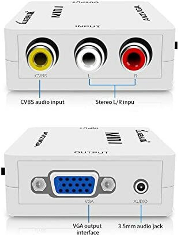 BALRAMA TV-out Cable Mini HD AV2VGA Video Converter Convertor Box AV RCA CVBS to VGA Video Converter(White, For TV)
