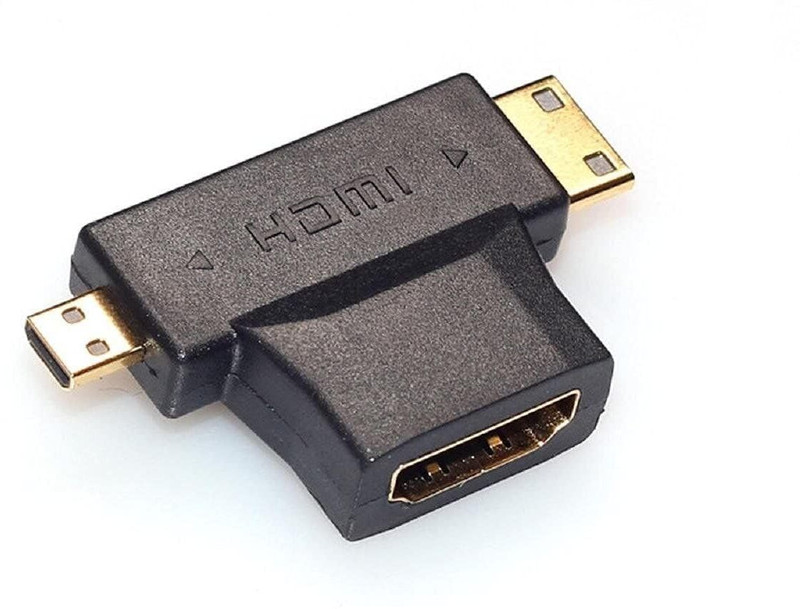 ALRITO TV-out Cable 3-in-1 HDMI Female to Micro/Mini HDMI Male Adapter Connecter(Black, For TV)