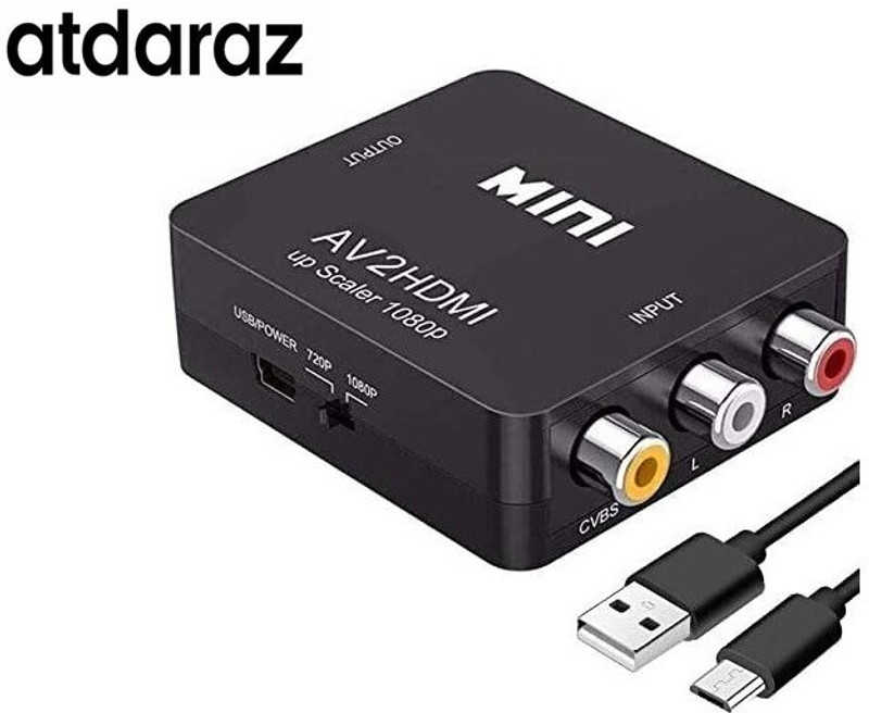 atdaraz  TV-out Cable AV RCA Input to HDMI Output Converter UP Scaler Full HD Video 720/1080P(Black, For TV)