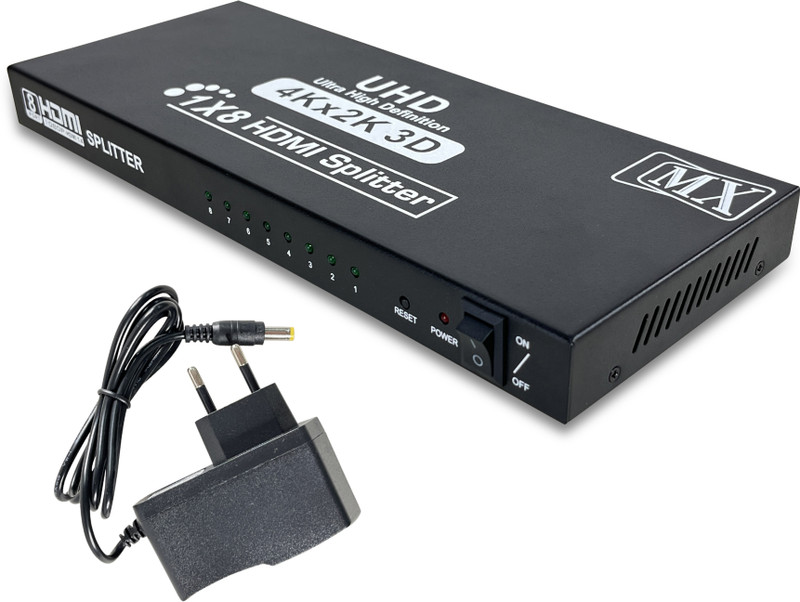 MX TV-out Cable HDMI SPILITTER 1 x 8 (HDMI 1 INPUT TO 8 OUTPUTS) w/ 1080p Support (V2.0)(Black, For TV)