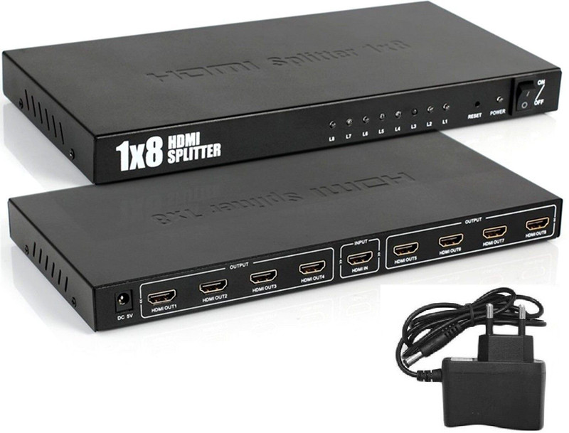 GoodsBazaar TV-out Cable 8 port hdmi splitter 2k*4k(1in 8out)(Black, For TV)