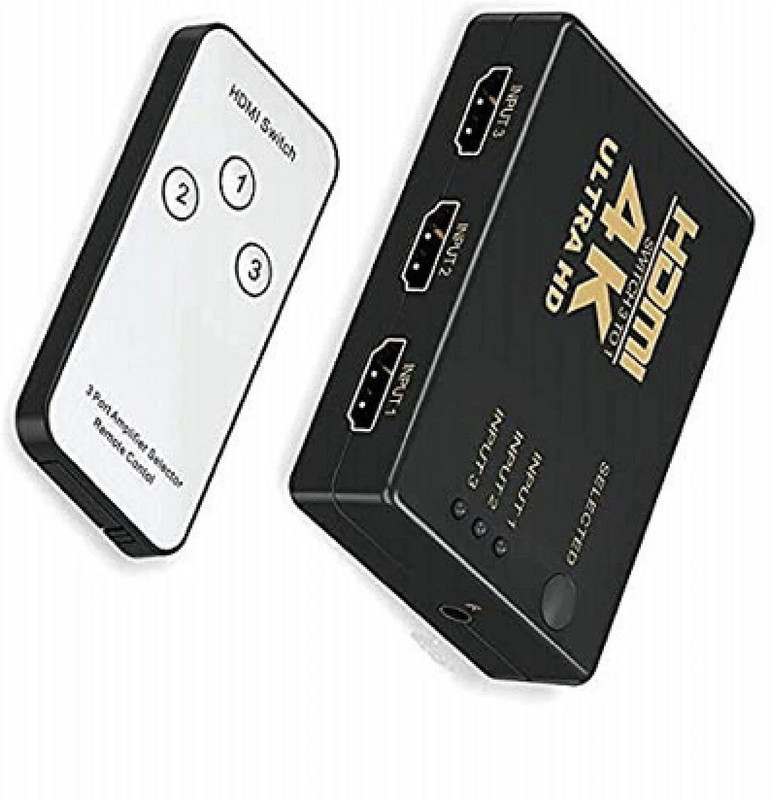 Equator  TV-out Cable equ A1 XV, 4K Ultra HD 3D 3 Port HDMI Splitter Switch Hub HDTV Video with Remote Control Supports HDCP ,4k 2k support(Black, For TV)