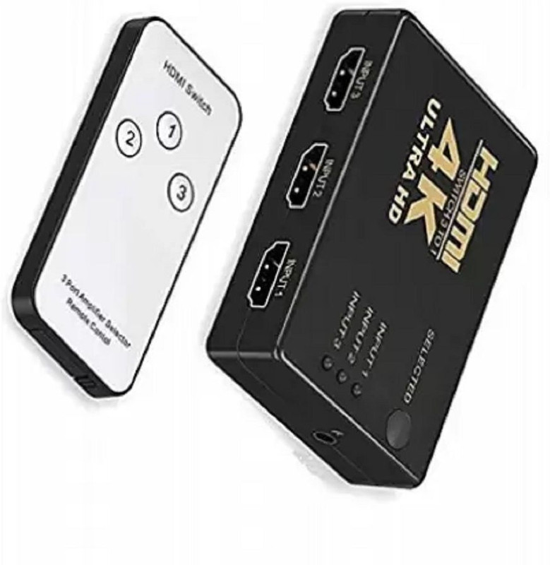 Sancy  TV-out Cable equ A1 XV,4K Ultra HD 3D 3 Port HDMI Splitter Switch HDTV Video Remote Control(Black, For TV)