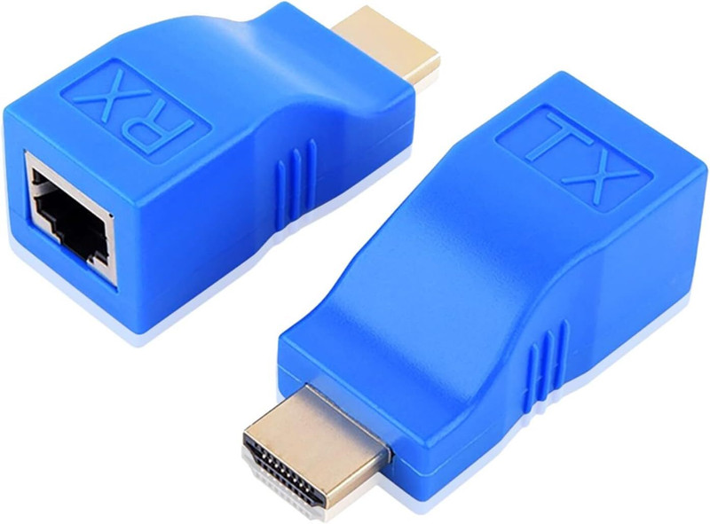 Crystonics TV-out Cable HDMI to RJ45 Network Cable Extender Converter Repeater(Blue, For Computer)