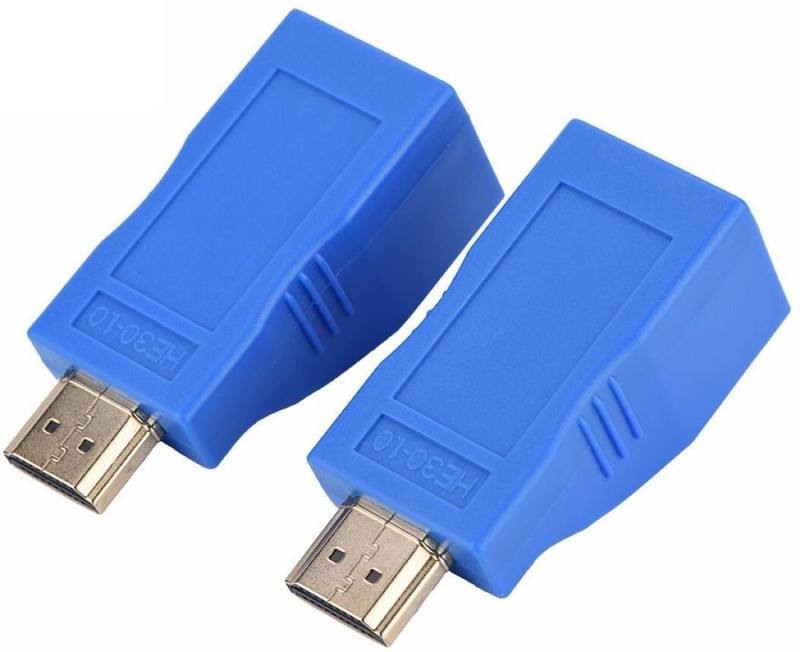 TERABYTE TV-out Cable HDMI to RJ45 Network Cable Extender Converter Repeater Over cat 1080p up to 30m(Blue, For TV)