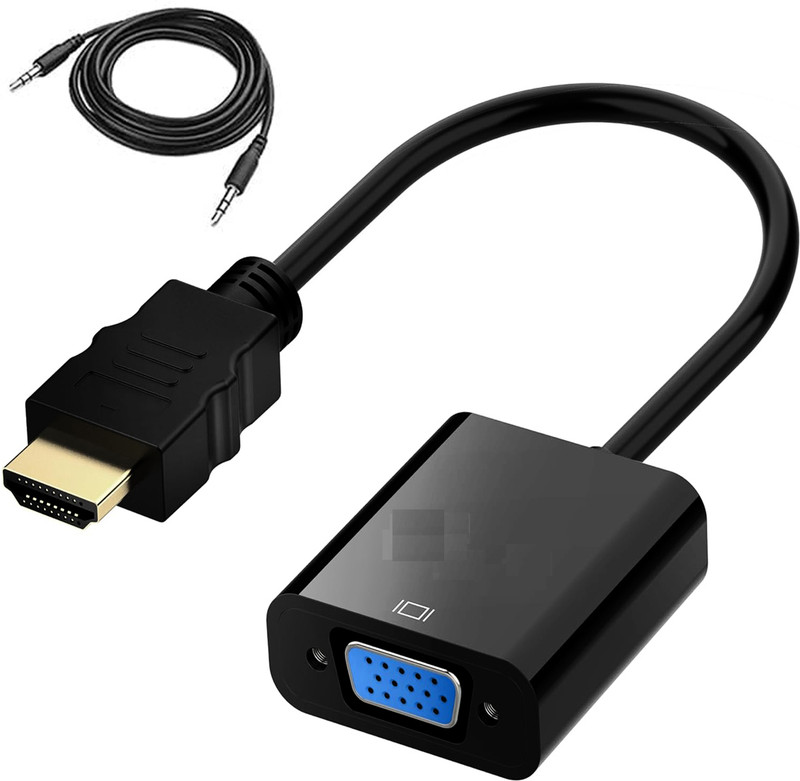NeroEdge TV-out Cable HDMI to VGA Converter HDMI2VGA Adapter with AUX Cable(Black, For TV)