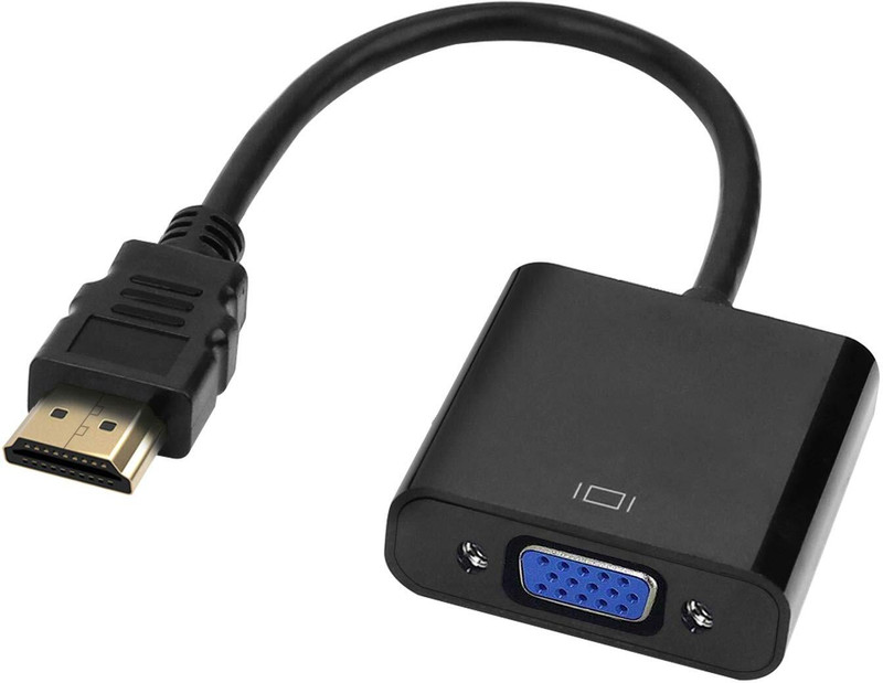 microware TV-out Cable 1080P VGA Male To HDMI Female Converter With Audio For PC TV Laptop Projector(Black, For Laptop)