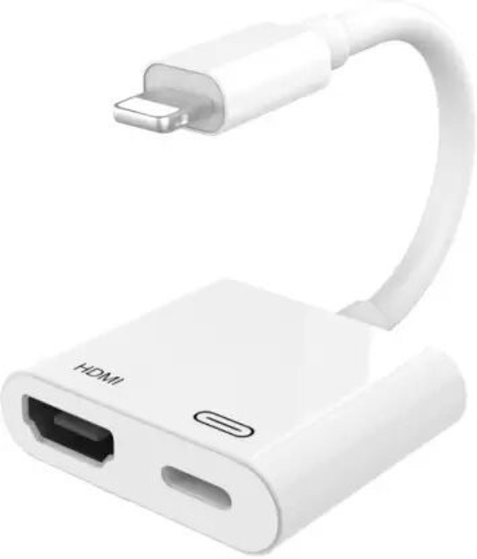 KUVERA TV-out Cable iPHONE TO HDMI ADAPTOR, IPAD TO HDMI FOR iPHONE 7, 7PLUS, 6, 6PLUS, 6s, 6s PLUS(White, For iPhone)