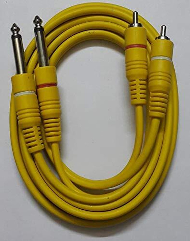 JAMUS TV-out Cable 2RCA to 1/4 Cable, Quarter inch TRS Jack to RCA (Yellow-1.8 Meter)(Yellow, For Home Theater)