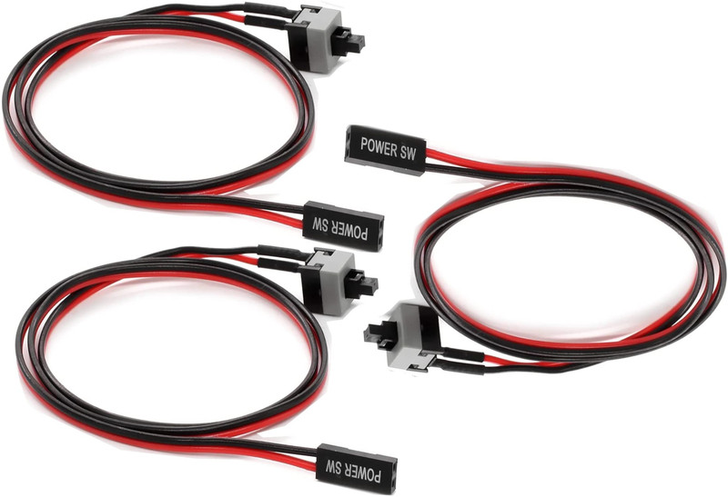TAAPSEE TV-out Cable 3 Pack Power On/Off/Reset Button Switch Desktop PC ATX PC Computer Motherboard(Black, For Computer, 0.55 m)