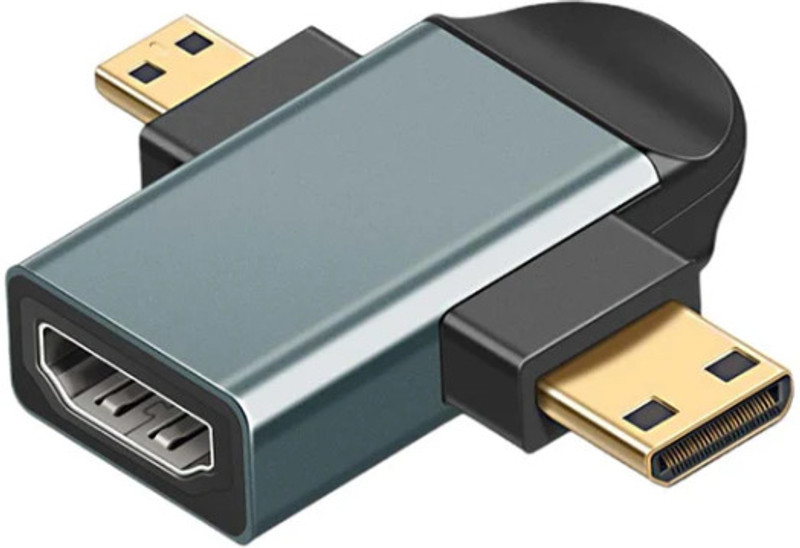 Carecase TV-out Cable 2 in 1 Mini HDMI and Micro HDMI Male to HDMI Female Supports 2K(Tablet, Camera, Camcorder, DSLR Grey, For TV)