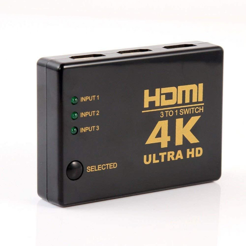 Tobo 3 Port HDMI Switch Box Switcher Splitter 3 In 1 Out High Speed Port Supports 3D 1080P Video HDCP Media Streaming Device(Black)