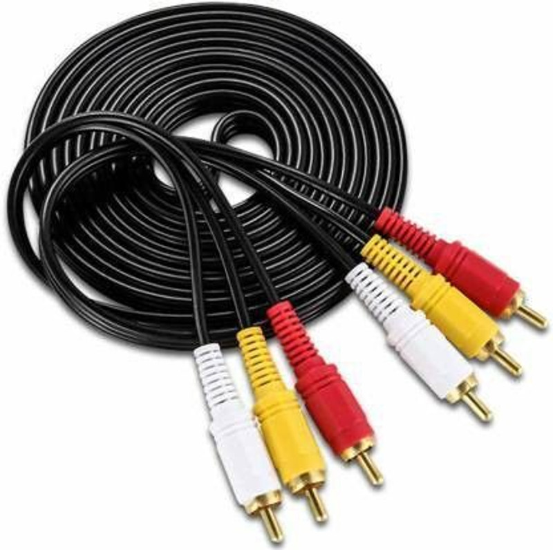 HRTRONICS  TV-out Cable RCA Cable TV-out Cable 3RCA to 3RCA Gold Plated Both Side Male AV Cable 1.5 Meter (Black, For TV)(Black, For TV, 1.5 m)