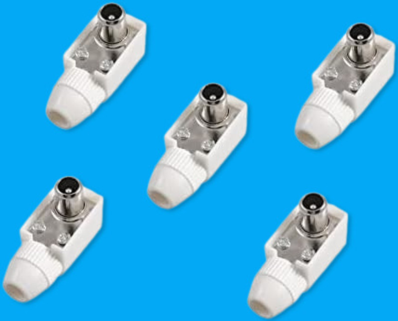 Sage TV-out Cable TV PIN Male TV RF Coaxial Plug Connector Plastic TV Pin RF Socket- 5pcs(White, For TV)