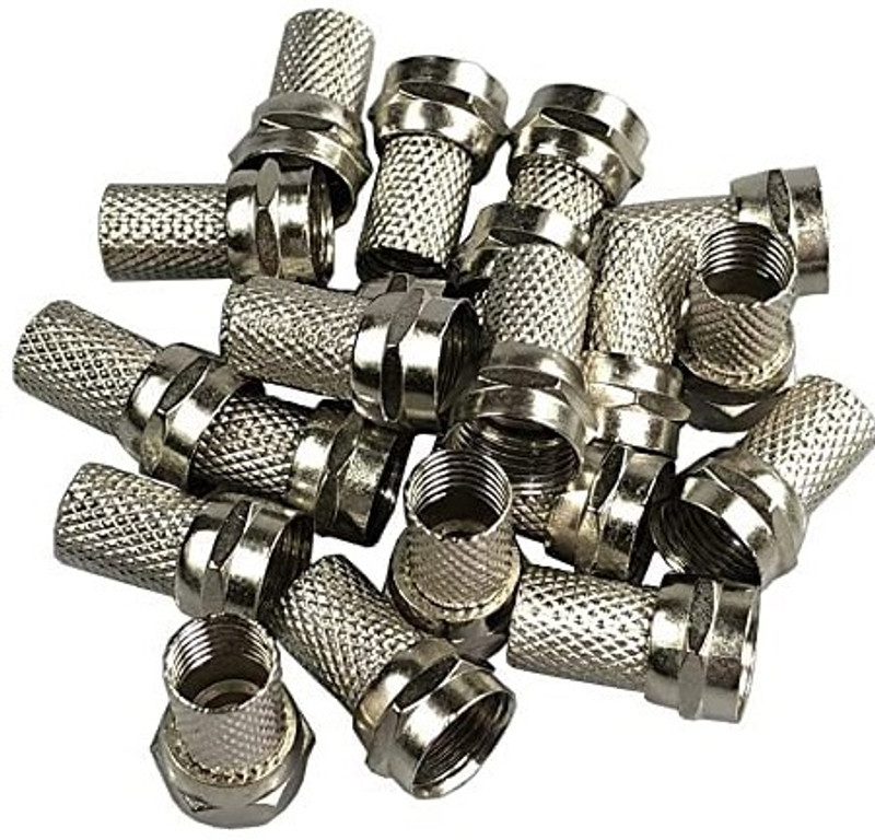 ERHIndia TV-out Cable 20 Pcs RG 6 Connector for Minimal Signal Loss and Interference(Silver, For TV)