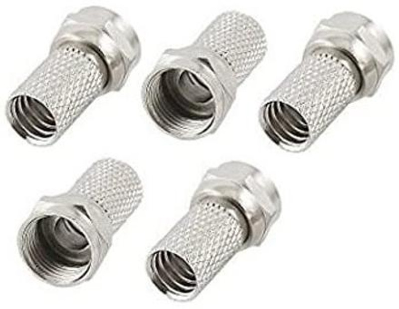 DIYtronics TV-out Cable 5 Pcs RG 6 Cable Connector Big Ideal for Satellite TV and CCTV Systems(Silver, For TV)
