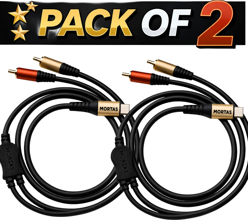 MORTAS  TV-out Cable Type-c to Dual rca male audio DVD Player, Music Player, Smartphone, Speaker(Black, For Laptop, 1.5 m)