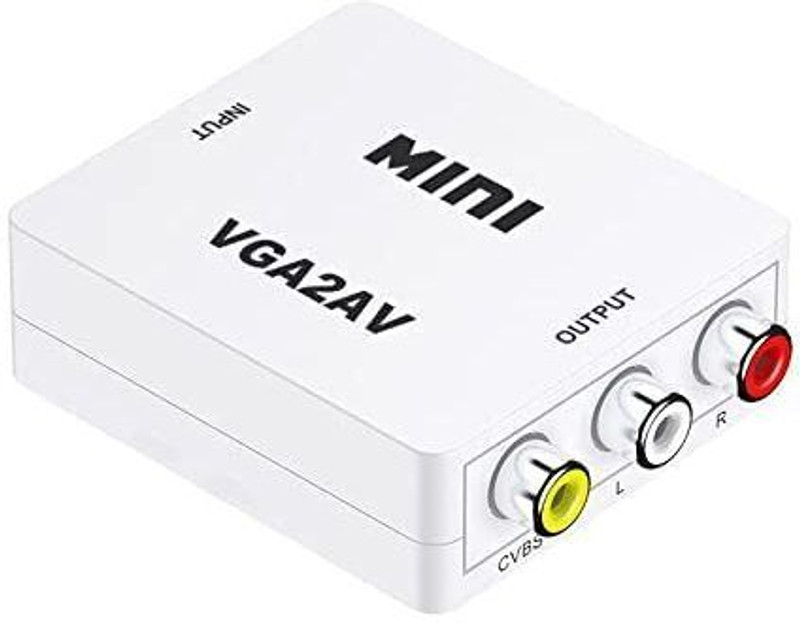 Tobo  TV-out Cable Mini-VGA-to-AV-RCA-Converter 3.5 Audio-VGA2AV Audio-Convertor WhiteTD-658VC(White, For TV)