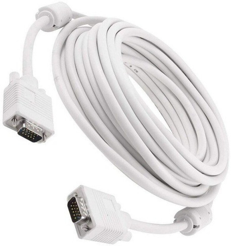 TERABYTE TV-out Cable High Quality VGA 15 Pin Male-Male Cable for LCD LED TFT Moniter-10 MTR(White, For Computer, 10 m)