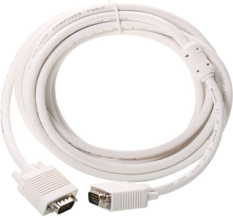 TERABYTE  TV-out Cable VGA Male To Male 15 PIN Cable For Computer Monitor, Projector, PC, TV Cord(VGA(White, For Computer, 3 m)