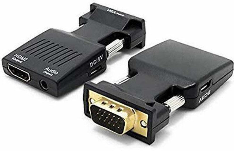 TERABYTE TV-out Cable VGA TO HDMI LATEST Convertor For Laptop DVR. LCD, LED,With Audio Black Color(Black, For Laptop)