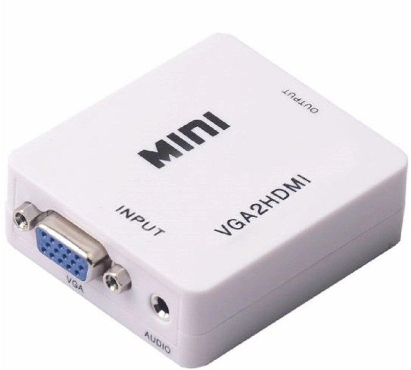 NeroEdge TV-out Cable Mini Compact Video VGA to HDMI 1080p Converter Adapter with 3.5mm Audio(White, For TV)