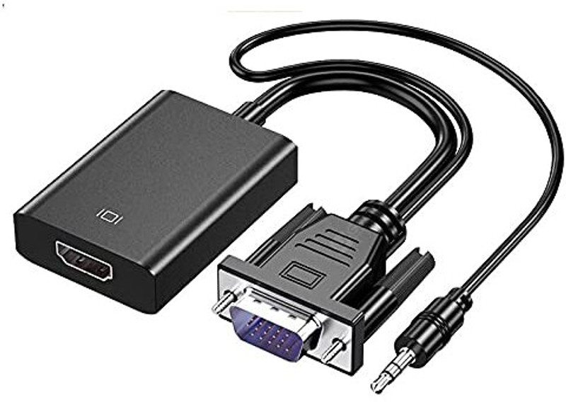 atdaraz VGA to HDMI Converter Adapter with Audio for Connecting VGA Interface to HDMI Media Streaming Device(Black)