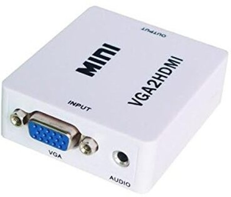 TECHON TV-out Cable VGA to HDMI 1080P Full HD Mini VGA to HDMI Audio Video Converter(White, For TV)