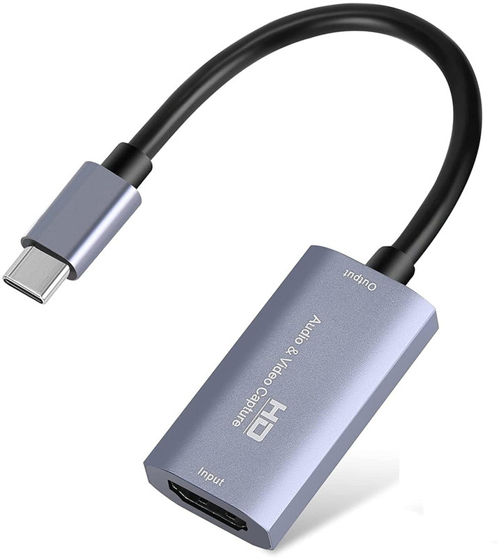 microware 4K HD to USB Type-C Video Audio Capture Card for Gaming OBS Live Broadcasting Media Streaming Device(Grey)