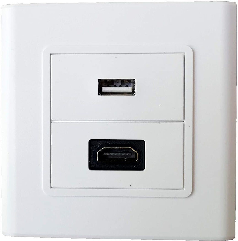 ELECTRO WOLF TV-out Cable HDMI / VGA / 3RC Multimedia Modular Wall Socket Face Plate Socket Plug Jack Cable or Adapter for Home/Office. Pack of 1(White, For TV)