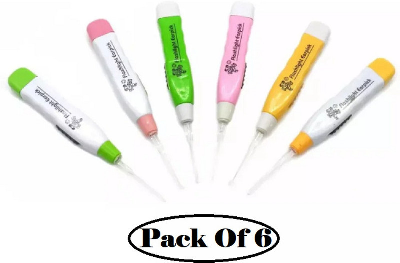 FlyTouch (6Pcs) Flashing Light Led Digging Ear Wax Remover Cleaner Tool (Multicolored)
